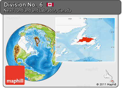 Physical Location Map of Division No.  6, highlighted country