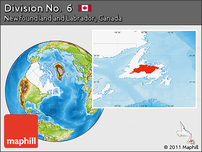 Physical Location Map of Division No.  6, highlighted country