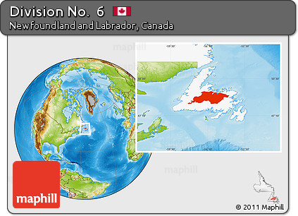 Physical Location Map of Division No.  6, highlighted parent region