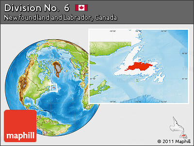 Physical Location Map of Division No.  6, highlighted parent region