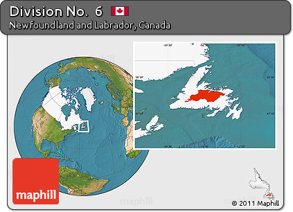 Satellite Location Map of Division No.  6, highlighted country