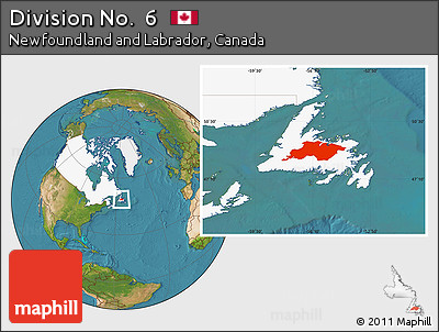 Satellite Location Map of Division No.  6, highlighted country