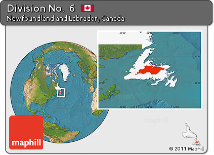 Satellite Location Map of Division No.  6, highlighted parent region
