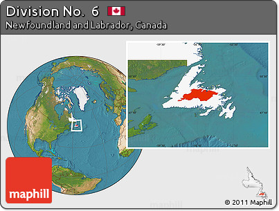 Satellite Location Map of Division No.  6, highlighted parent region
