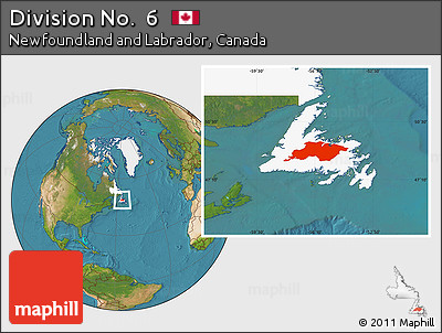 Satellite Location Map of Division No.  6, highlighted parent region