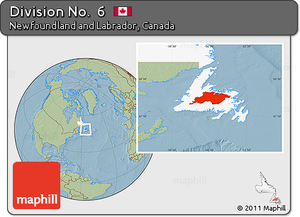 Savanna Style Location Map of Division No.  6, highlighted parent region, hill shading
