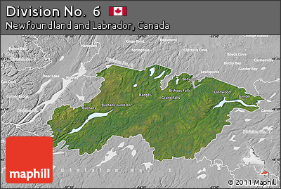 Satellite Map of Division No.  6, lighten, desaturated