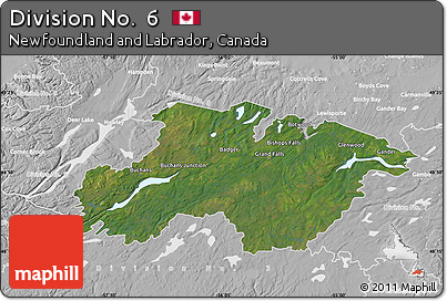 Satellite Map of Division No.  6, lighten, desaturated