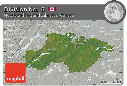Satellite Map of Division No.  6, lighten, semi-desaturated