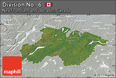 Satellite Map of Division No.  6, lighten, semi-desaturated