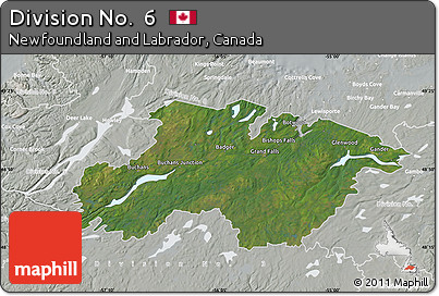 Satellite Map of Division No.  6, lighten, semi-desaturated