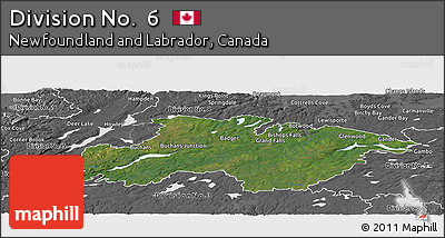 Satellite Panoramic Map of Division No.  6, desaturated