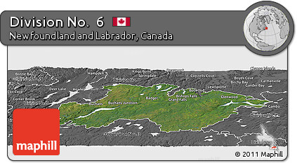 Satellite Panoramic Map of Division No.  6, desaturated