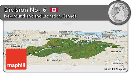 Satellite Panoramic Map of Division No.  6, shaded relief outside
