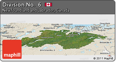 Satellite Panoramic Map of Division No.  6, shaded relief outside