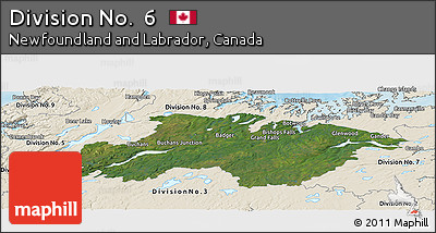 Satellite Panoramic Map of Division No.  6, shaded relief outside