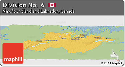 Savanna Style Panoramic Map of Division No.  6, single color outside