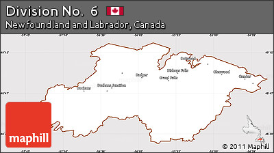 Classic Style Simple Map of Division No.  6, cropped outside