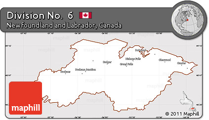 Classic Style Simple Map of Division No.  6, cropped outside