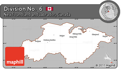 Gray Simple Map of Division No.  6, cropped outside