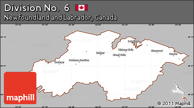 Gray Simple Map of Division No.  6, cropped outside