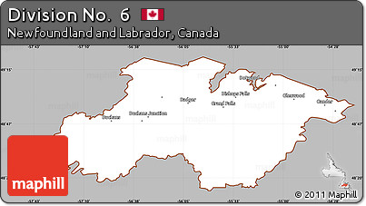 Gray Simple Map of Division No.  6, cropped outside