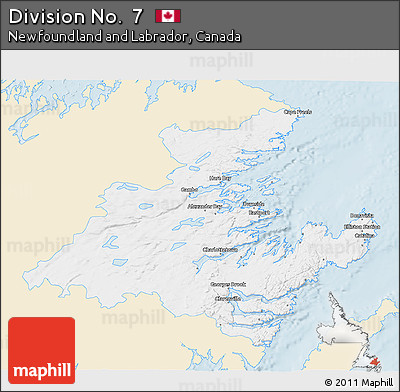 Classic Style 3D Map of Division No.  7, single color outside