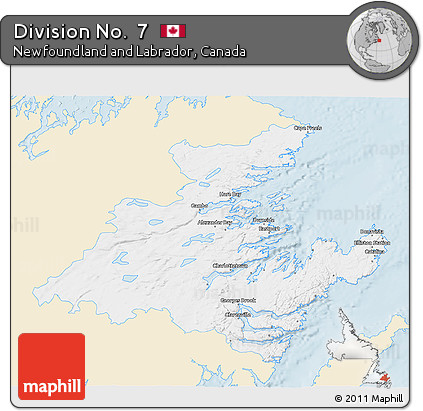 Classic Style 3D Map of Division No.  7, single color outside