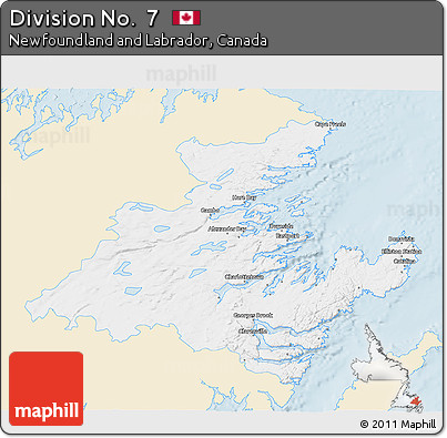 Classic Style 3D Map of Division No.  7, single color outside