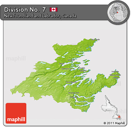 Physical 3D Map of Division No.  7, cropped outside