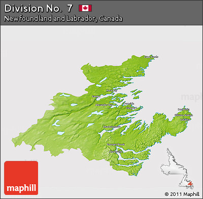 Physical 3D Map of Division No.  7, cropped outside