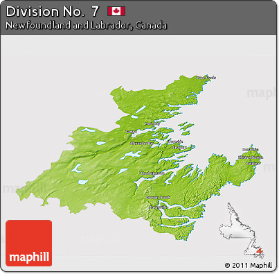 Physical 3D Map of Division No.  7, cropped outside