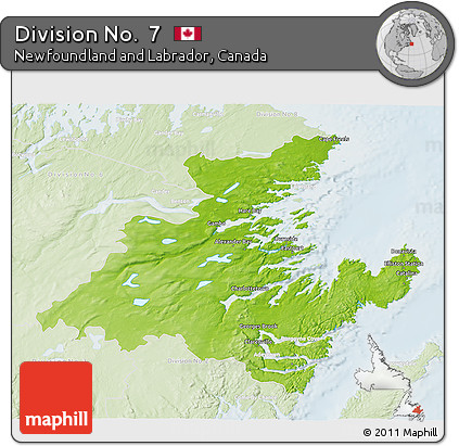 Physical 3D Map of Division No.  7, lighten