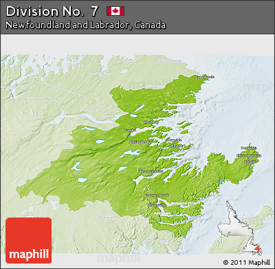Physical 3D Map of Division No.  7, lighten