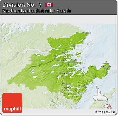 Physical 3D Map of Division No.  7, lighten