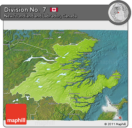 Physical 3D Map of Division No.  7, satellite outside