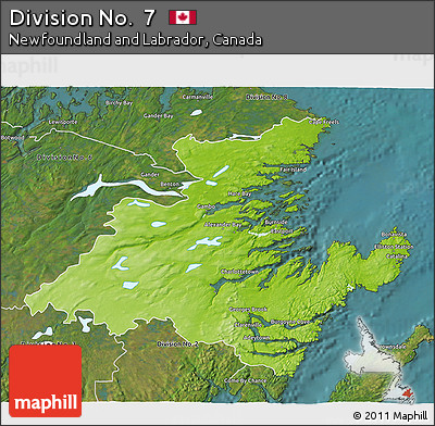 Physical 3D Map of Division No.  7, satellite outside