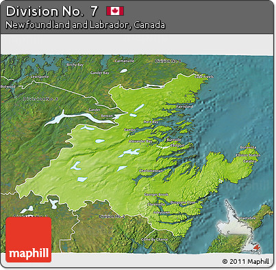 Physical 3D Map of Division No.  7, satellite outside