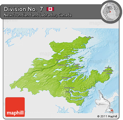 Physical 3D Map of Division No.  7, single color outside