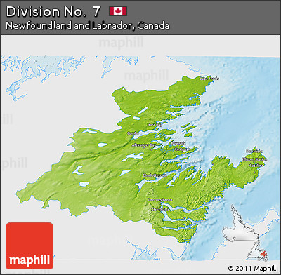 Physical 3D Map of Division No.  7, single color outside