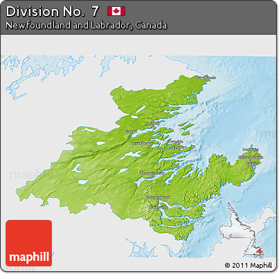 Physical 3D Map of Division No.  7, single color outside