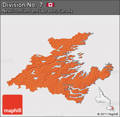 Political 3D Map of Division No.  7, cropped outside