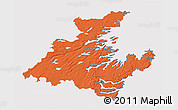 Political 3D Map of Division No.  7, cropped outside