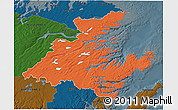 Political 3D Map of Division No.  7, darken