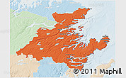 Political 3D Map of Division No.  7, lighten