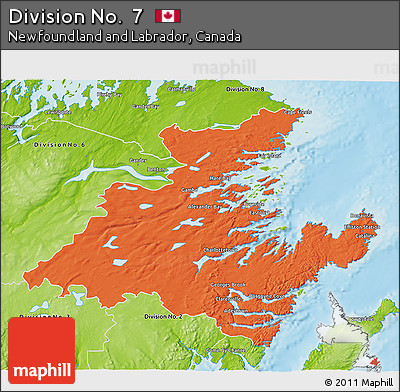 Political 3D Map of Division No.  7, physical outside
