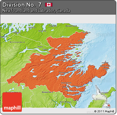 Political 3D Map of Division No.  7, physical outside