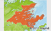 Political 3D Map of Division No.  7, physical outside