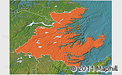 Political 3D Map of Division No.  7, satellite outside