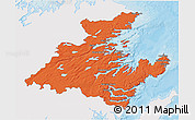 Political 3D Map of Division No.  7, single color outside